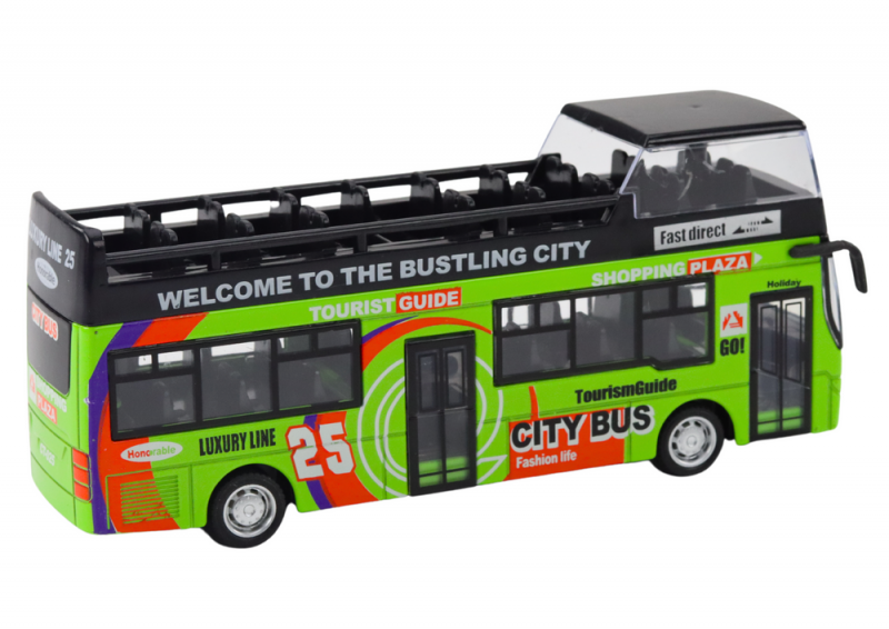 Autobus Piętrowy Turystyczny 1:32 Otwierane Drzwi Zielony
