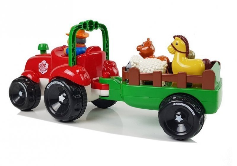 Traktor z Przyczepką, Zwierzętami Dla Niemowląt  na Baterie Światła Dźwięk