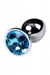 Silver anal plug TOYFA Metal,with a Topaz color gem