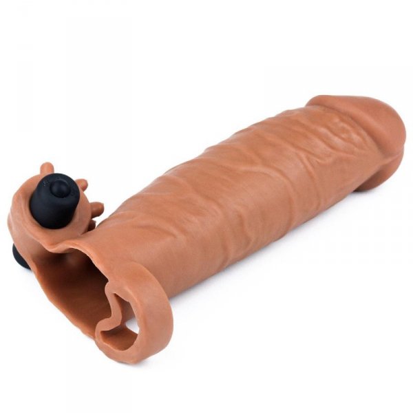 Add 2&quot;&quot; Pleasure X Tender Vibrating Penis Sleeve Brown