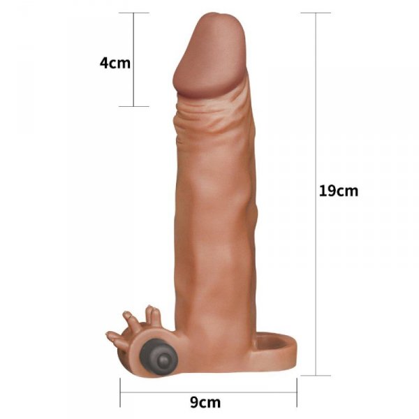 Add 2&quot;&quot; Pleasure X Tender Vibrating Penis Sleeve Brown