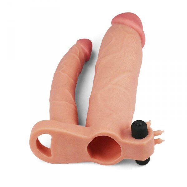 Add 3&quot;&quot; Pleasure X Tender Vibrating Double Penis Sleeve