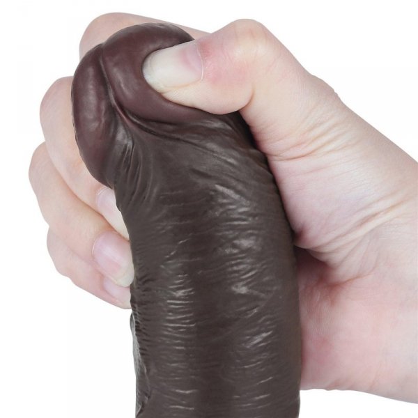 8&#039;&#039; Sliding Skin Dual Layer Dong Black