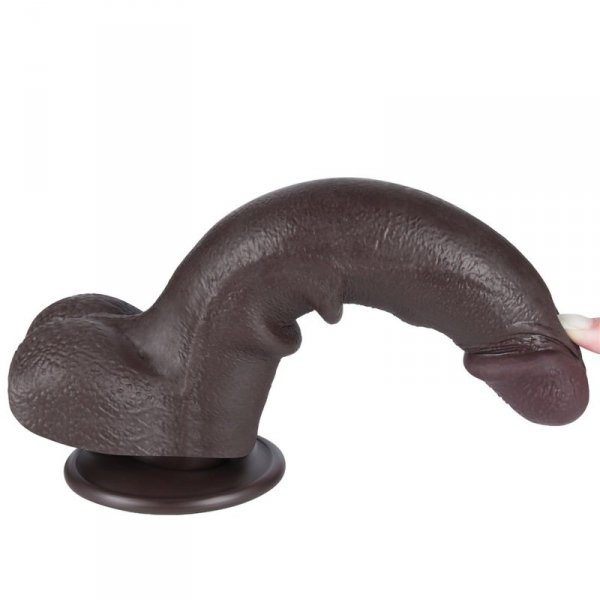 8.5&#039;&#039; Sliding Skin Dual Layer Dong Black