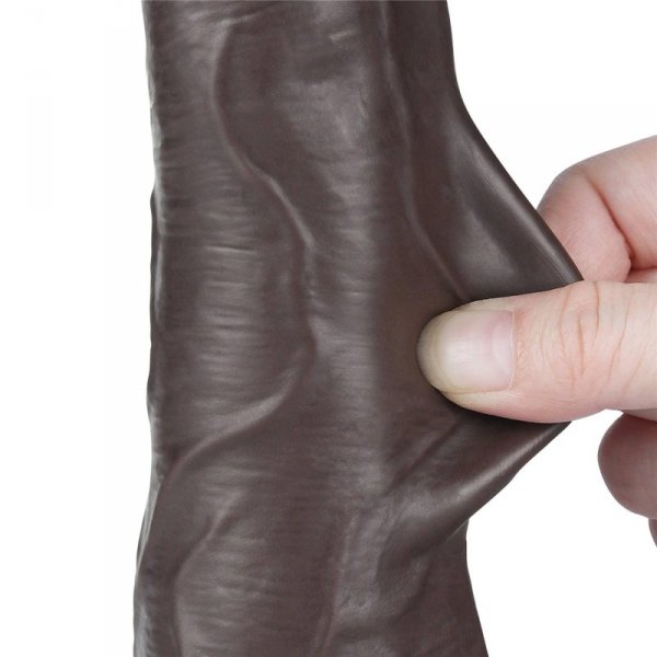8.5&#039;&#039; Sliding Skin Dual Layer Dong Black