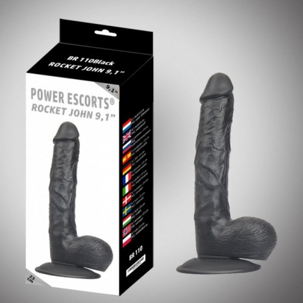 Rocket john 9,1 inch black  realistic  dildo  9,1  inch /  23 cm