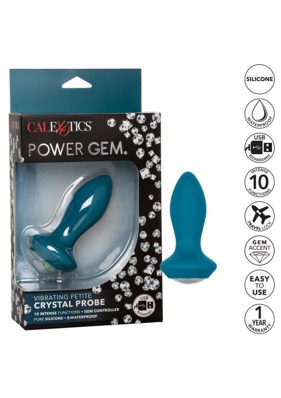 Vibrating Petite Crystal Probe Blue