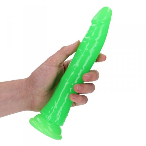Slim Realistic Dildo with Suction Cup - Glow in the Dark - 9&#039;&#039; / 22,5 cm