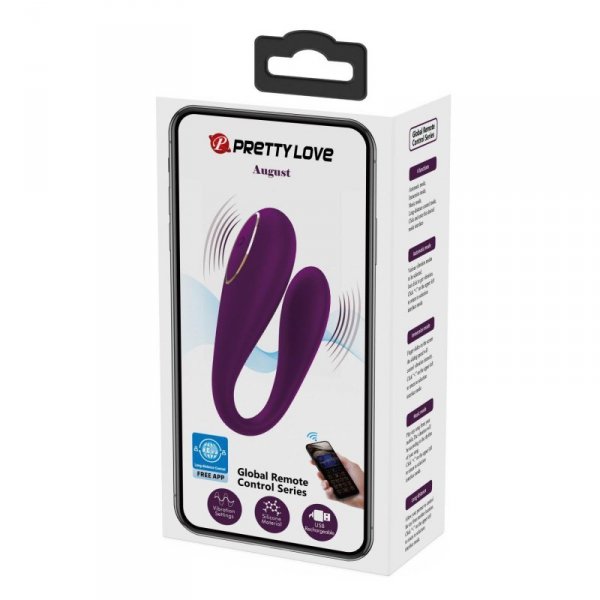 PRETTY LOVE - August, Mobile APP Long-distance Control 12 vibration functions, ABS Silicone, USB rechargeable