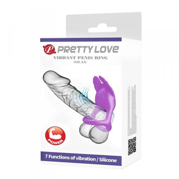 PRETTY LOVE - VIBRANT PENIS RING SILAS Black, 7 vibration functions