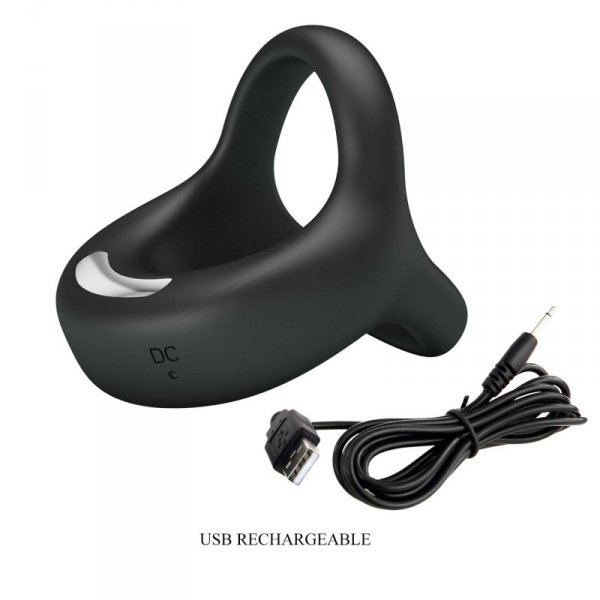 PRETTY LOVE - VIBRANT PENIS RING ELLIOTT Black, 10 vibration functions