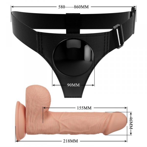 PRETTY LOVE - HARNESS BRIEFS Jerry Universal Strap-On Harness 7,6&#039;&#039; Dildo Flesh