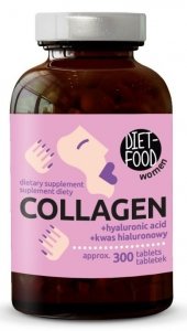 KOLAGEN Z KWASEM HIALURONOWYM 300 TABLETEK - DIET-FOOD