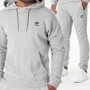 Adidas komplet dresowy bawełniany męski spodnie bluza z kapturem szary