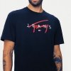 T-shirt Tommy Jeans koszulka męska z okrągłym dekoldem granatowa