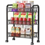 Metalowy regał 3-poziomowy na kółkach mobilny kuchenny łazienkowy czarny