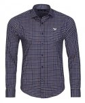Koszula Armani Jeans granatowa w żółtą kratkę Slim Fit męska logo