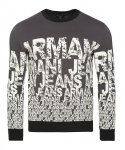 Armani Jeans bluza grafitowa męska bawełniana z motywem logotypów