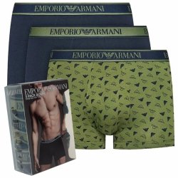 Bokserki Emporio Armani majtki męskie 3 pary granatowe i oliwkowe