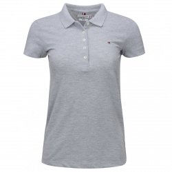 Polówka polo Tommy Hilfiger damska szara Slim Fit małe logo bawełniana