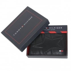 Portfel Tommy Hilfiger męski czarny na banknoty karty i dokumenty skórzany