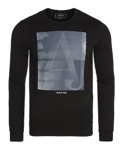 Armani Jeans bluza czarna męska duże logo bawełniana