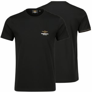Aeronautica Militare t-shirt męski koszulka czarny okrągły crew-neck