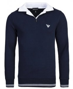  Sweter męski Emporio Armani bawełniany granatowy z kołnierzykiem