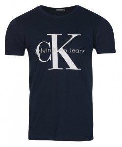 T-shirt koszulka Calvin Klein Jeans męska z okrągłym dekoldem granatowa
