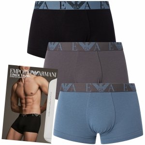 Bokserki Emporio Armani majtki męskie 3 pary czarne szare i niebieskie