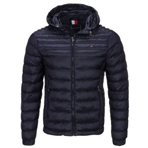 Kurtka męska Tommy Hilfiger jesień przejściowa granatowa z kapturem