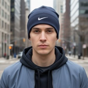 Nike czapka zimowa granatowa logo unisex sportowa