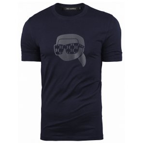Karl Lagerfeld t-shirt koszulka granatowa duże logo bawełniana