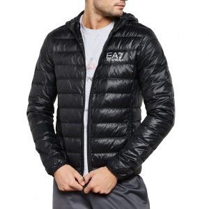 Emporio Armani EA7 kurtka męska przejściowa jesienna czarna z kapturem