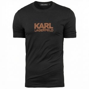Karl Lagerfeld t-shirt koszulka czarna duże logo bawełniana