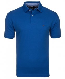 Polówka polo Tommy Hilfiger męska niebieska małe logo bawełniana