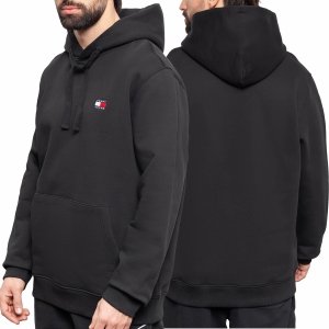Bluza Tommy Jeans męska czarna kangurka z kapturem 