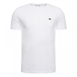 T-shirt koszulka Lacoste męska biała z okrągłym dekoldem bawełniana