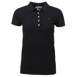 Polówka polo Tommy Hilfiger damska czarna Slim Fit małe logo bawełniana