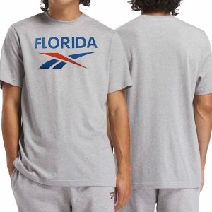 Reebok t-shirt szary bawełniany męski koszulka duży napis