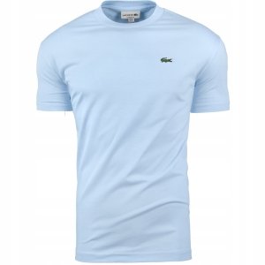 T-shirt koszulka Lacoste męska błękitna z okrągłym dekoldem bawełniana