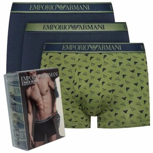Bokserki Emporio Armani majtki męskie 3 pary granatowe i oliwkowe