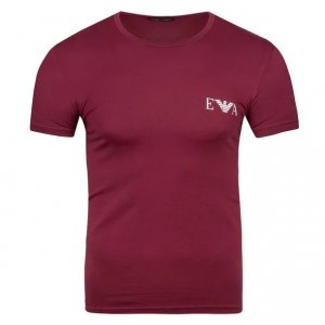 Emporio Armani t-shirt koszulka męska bordowa małe logo