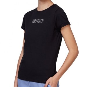 T-shirt damski Hugo Boss z okrągłym dekoldem czarny
