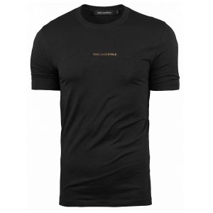 Karl Lagerfeld t-shirt koszulka czarna złote logo na środku