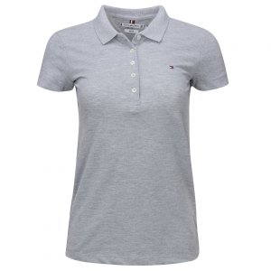 Polówka polo Tommy Hilfiger damska szara Slim Fit małe logo bawełniana