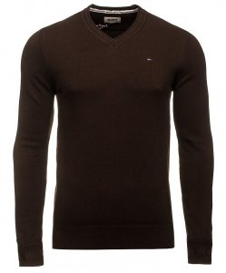 Sweter męski Tommy Hilfiger Denim brązowy bawełniany