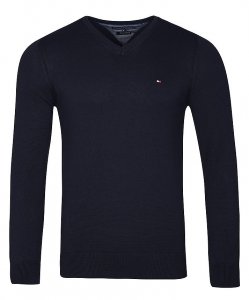Sweter męski Tommy Hilfiger granatowy bawełniany