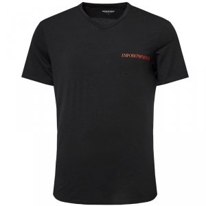 Emporio Armani t-shirt koszulka męska czarna czerwony napis