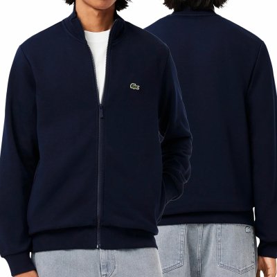 Bluza męska Lacoste granatowa bawełniana rozpinana z kołnierzykiem kieszenie zapinane na zamek